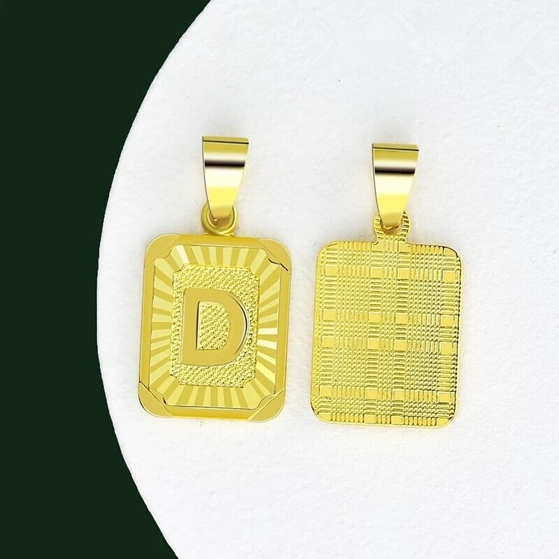 18K Gold-Plated Initial Letter Pendant Necklace — Stainless Steel Figaro Chain