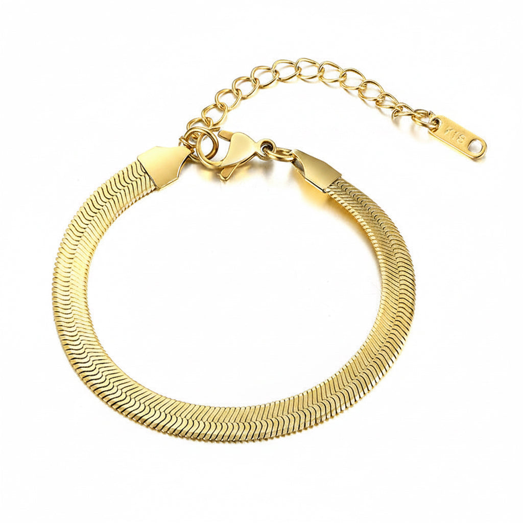 18K Gold Blade Chain Bracelet — Stainless Steel
