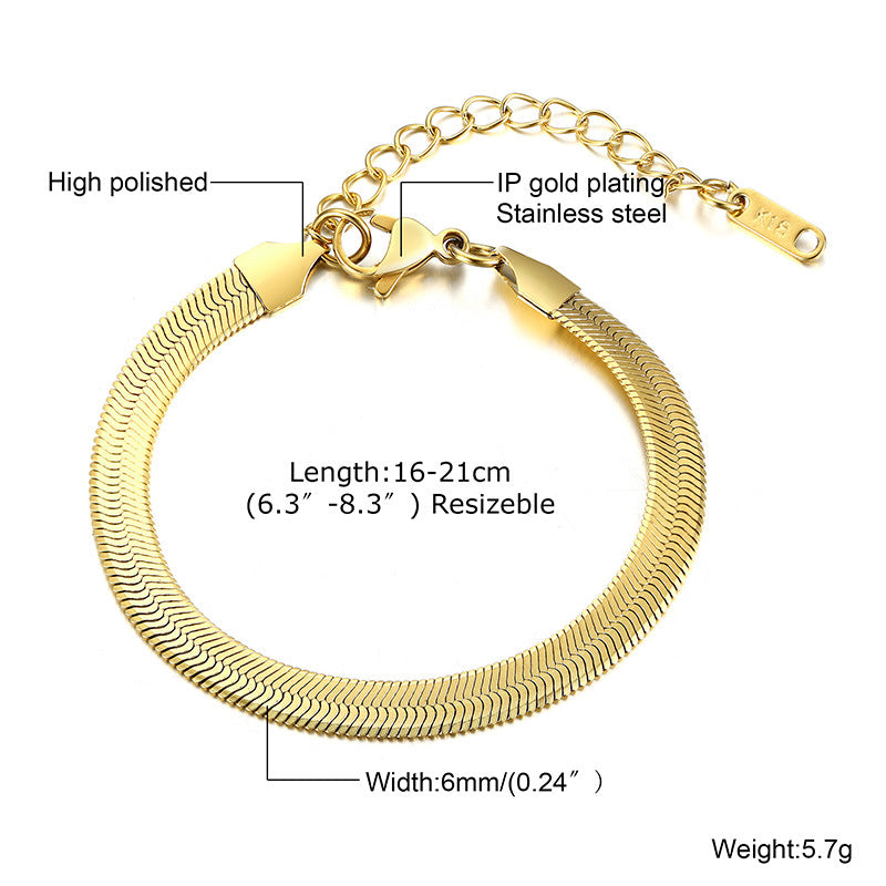 18K Gold Blade Chain Bracelet — Stainless Steel