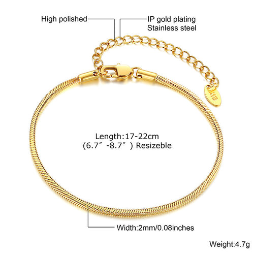 18K Gold Blade Chain Bracelet — Stainless Steel