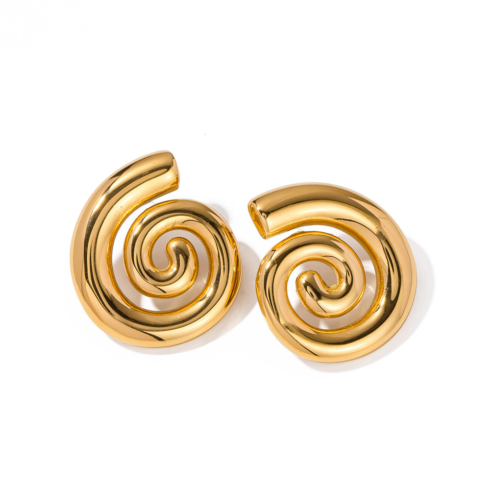 Textured Twisted Hoop Earrings — 18K Gold Stainless Steel