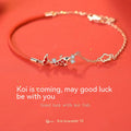Bracelet poisson koi corde rouge argent 925 sterling porte-bonheur Mezyena
