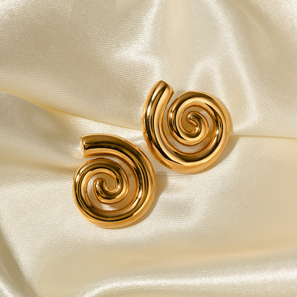 Textured Twisted Hoop Earrings — 18K Gold Stainless Steel