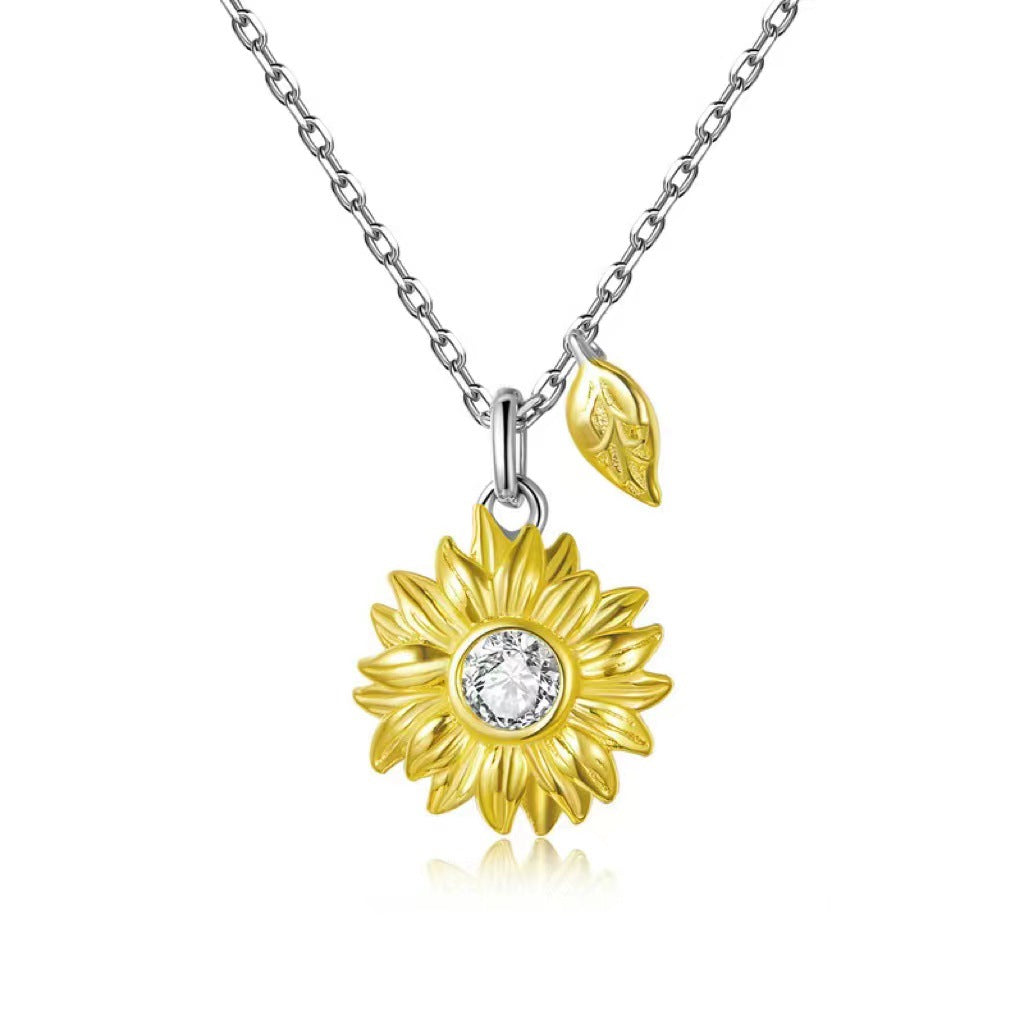 Sunflower Coin Pendant Necklace — 925 Sterling Silver