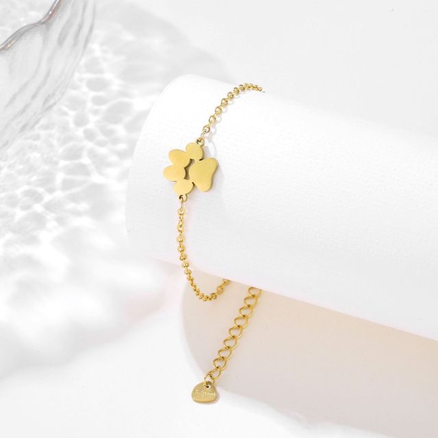 Bracelet charms pattes animaux chat chien acier inoxydable or argent Mezyena