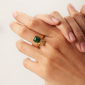 Antique Turquoise Hammered Ring — 18K Gold Stainless Steel