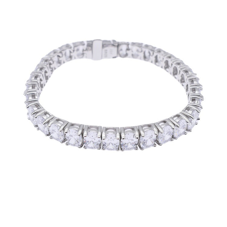 Bracelet tennis zircon forme oeuf argent 925 sterling unisexe luxe Mezyena